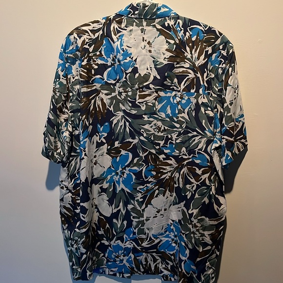 Perry Ellis Button Down Shirt Floral Blue Sz L - Picture 2 of 4